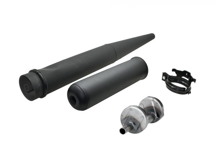 Auspuff SCHWARZ für Simson S51E S70E Enduro inkl. Halteschelle und Gegenkonus - Standard