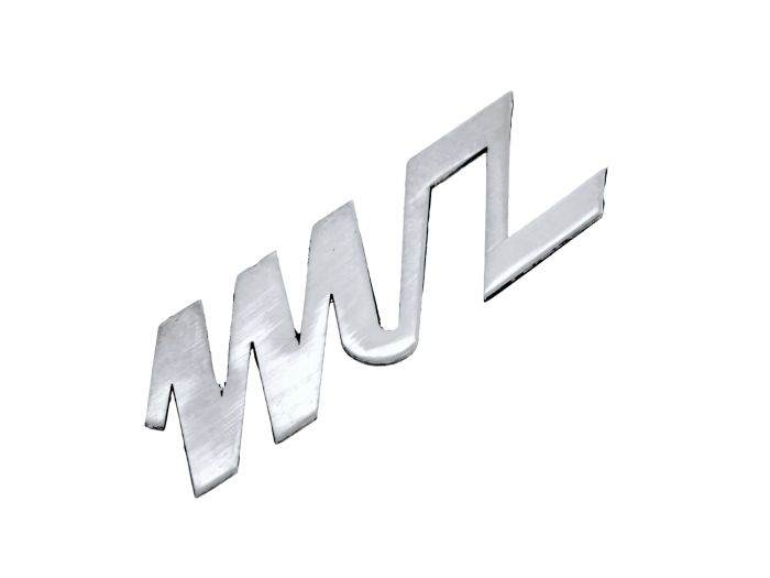 Schriftzug MZ Beinblech ES und Superelastik, Alu poliert