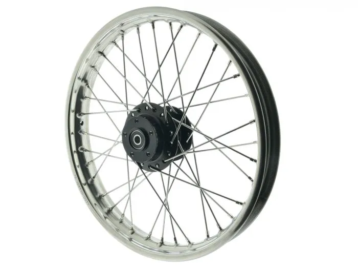 Speichenrad EDELSTAHL S53 S83 1,6x16 Zoll Scheibenbremse Nabe SCHWARZ