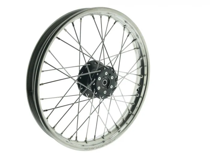 Speichenrad EDELSTAHL S53 S83 1,6x16 Zoll Scheibenbremse Nabe SCHWARZ