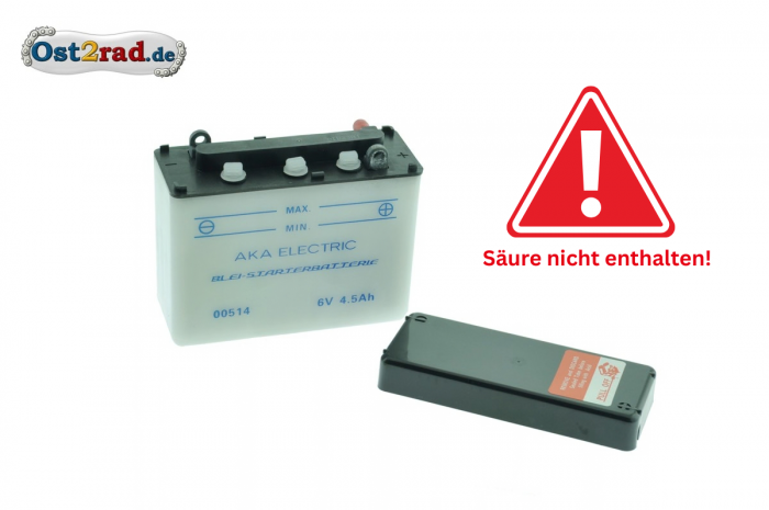 Batterie 6V 4,5A Simson Schwalbe KR51 1-2 ohne Säure (Preis zuzügl. Batteriepfand 7,50 €)