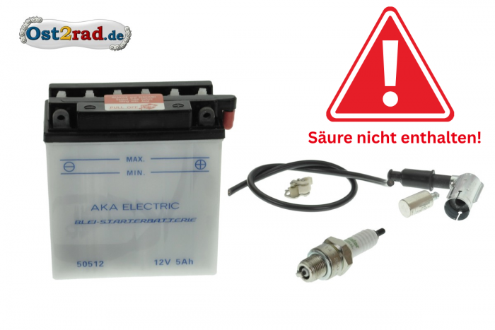 Komplettset Batterie 12V 5A passend für MZ ETZ, TS (Preis zuzügl. Batteriepfand 7,50 €)