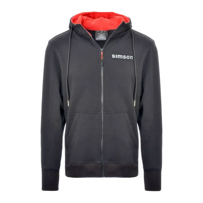 Sweatjacke schwarz-rot SIMSON Schriftzug
