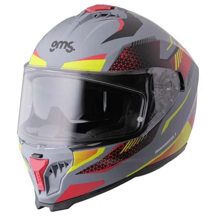 Integralhelm Gelero gms matt grau-gelb-rot