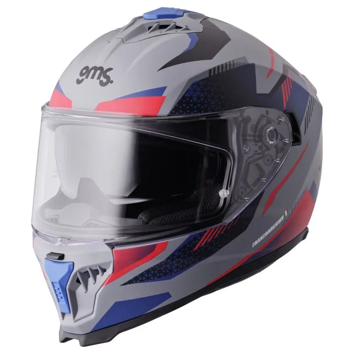 Integralhelm Gelero gms matt grau-blau-rot