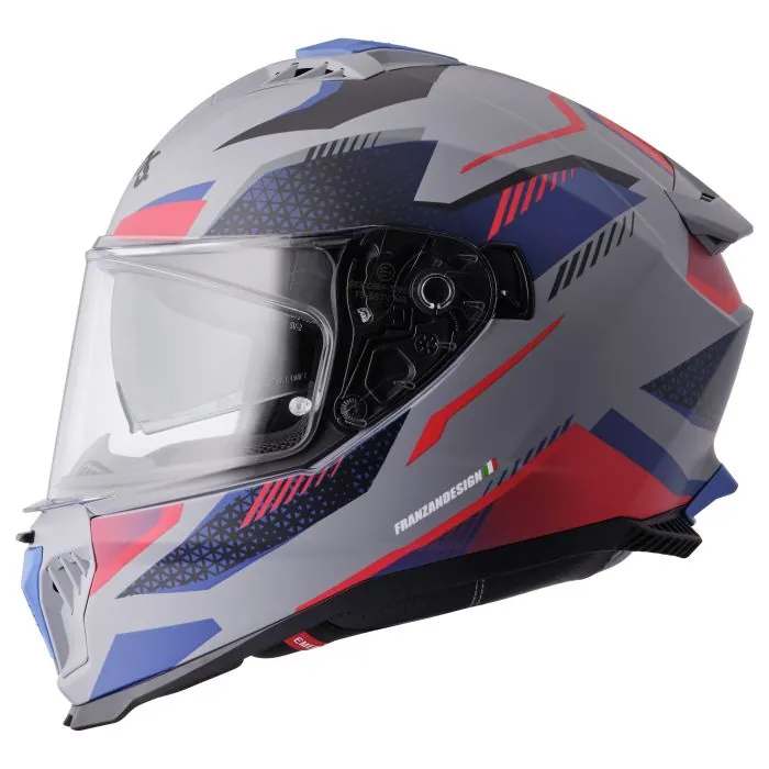 Integralhelm Gelero gms matt grau-blau-rot