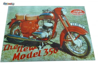 Aluminiumschild Jawa "The new Model 350"