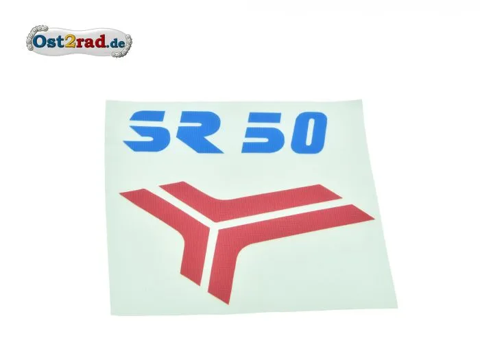 Aufkleber für Beinblech SR50 rot-blau mit Transferfolie