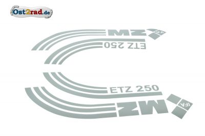 Jeu adhésifs gris métallisés réservoir caches latéraux MZ ETZ 250