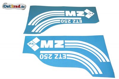 Jeu adhésifs blancs réservoir caches latéraux MZ ETZ 250