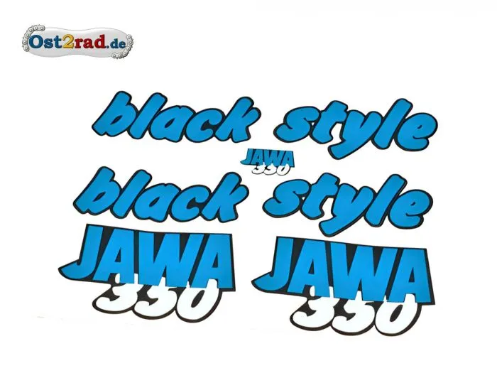 Aufklebersatz black style Jawa 640 in blau
