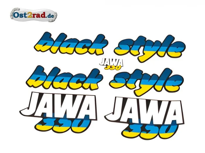 Aufklebersatz black style Jawa 640 in blau gelb