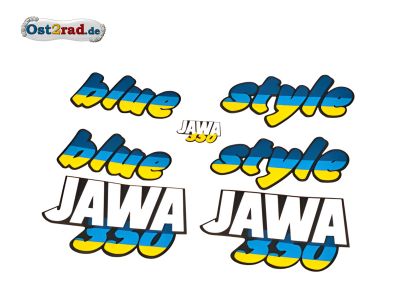 Aufklebersatz blue style JAWA 640 in blau gelb