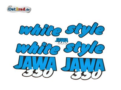 Aufklebersatz white style JAWA 640 in blau