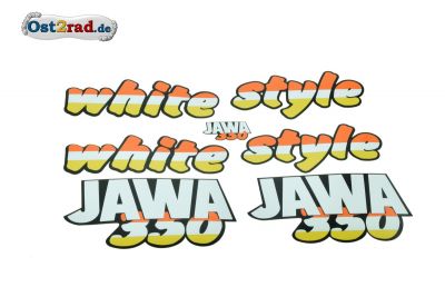 Aufklebersatz white style JAWA 640 in orange gelb