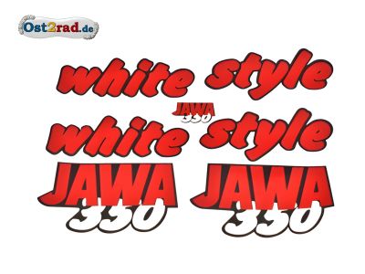Aufklebersatz white style JAWA 640 in rot