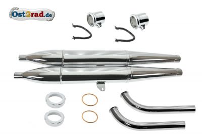 Auspuff Satz, passend für MZ BK350 Auspuff Zigarre, komplett