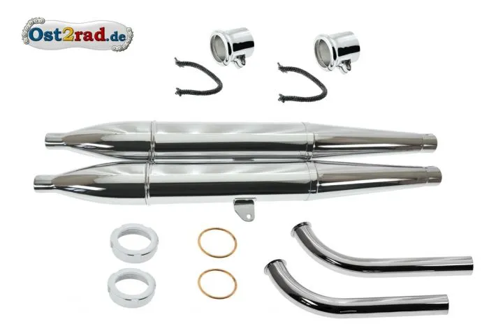 Auspuff Satz, passend für MZ BK350 Auspuff Zigarre, komplett
