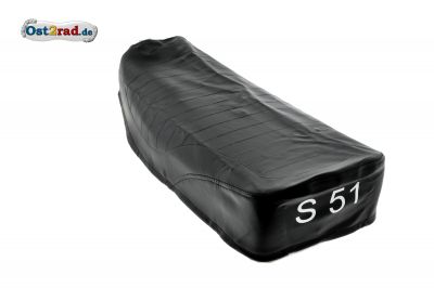 Sitzbankbezug Schwarz für SIMSON S51 Enduro, SILBER-LOGO, strukturiert