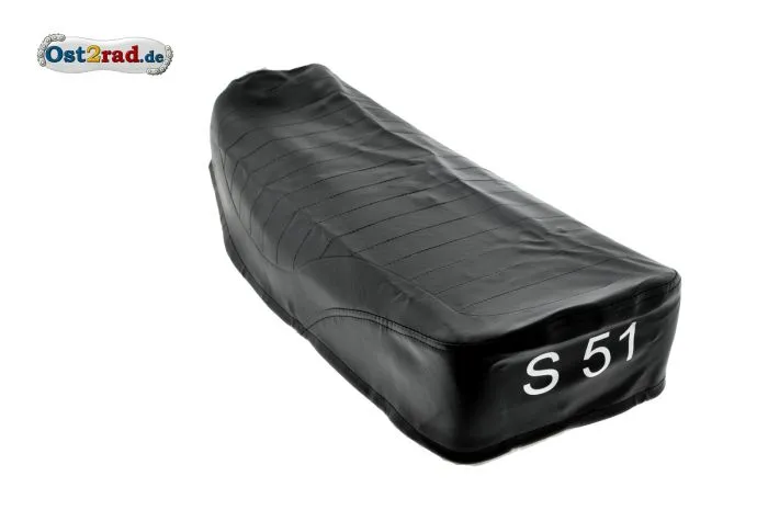 Sitzbankbezug Schwarz für SIMSON S51 Enduro, SILBER-LOGO, strukturiert