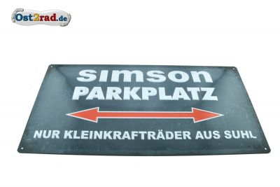 Blechschild Simson-Parkplatz 25x50cm grau-weiß