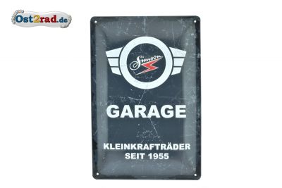 Blechschild Used-Look grau-weiß Simson-Garage 20x30cm