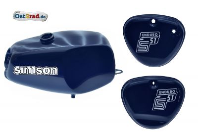 ENDURO-Büffeltank Set für Simson S50 S51 E, Perlblau metallic, innen versiegelt