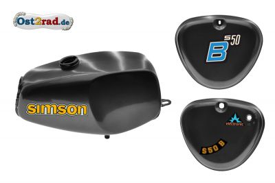Büffeltank Set mit Seitendeckel für Simson S50 S51, Anthrazit-Metallic, innen versiegelt