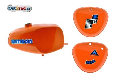 Büffeltank Set für Simson S50 S51 Racing Orange, innen versiegelt