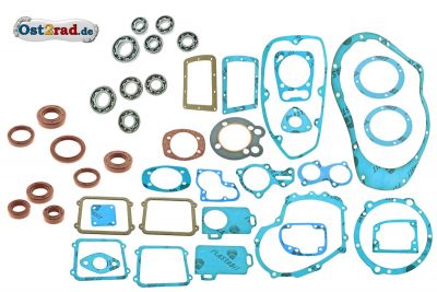 Dichtungs- und Lagersatz für Simson AWO-T 425 FKM Braun und blau Plastasit