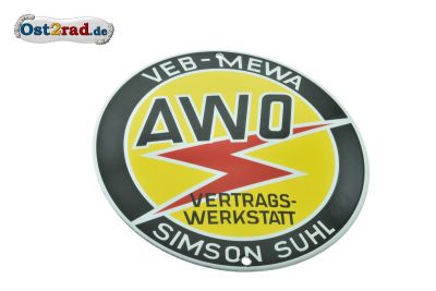 Emailleschild AWO Vertragswerkstatt