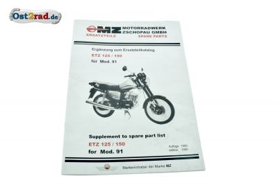Ergänzung Ersatzteilkatalog ETZ 125 150 für Mod. 1991
