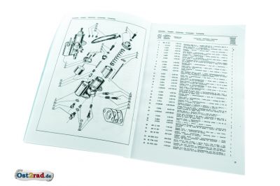 Ersatzteileliste Cezeta Dreirad Typ CZ 505 175 ccm in 4 Sprachen