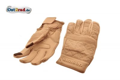 Fahrerhandschuhe mit Touch Simson Leder hellbraun Größe M