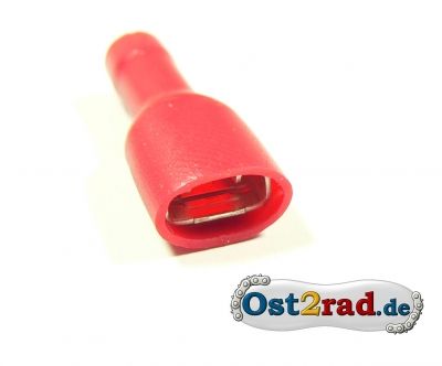 Spade connector 6.3 mm isolated, red