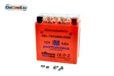 Gel Akku Batterie Motorona für Simson S50 S51 SR50 12V 5Ah speziell für VAPE, wartungsfrei