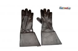 Oldtimer Motorrad Handschuhe schwarz Leder, lang