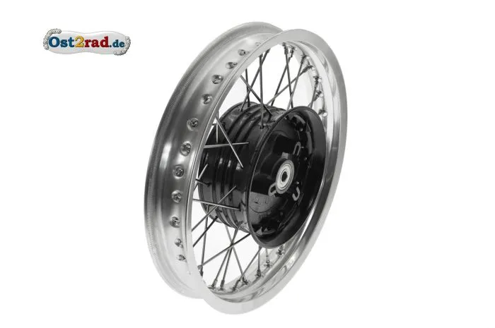 Speichenrad NABE SCHWARZ hinten komplett für MZ ETZ 250 Alu - Edelstahl