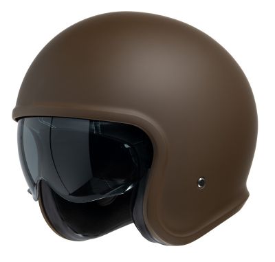 Casque jet demi-coque sans visière avec lunettes de soleil brun mat