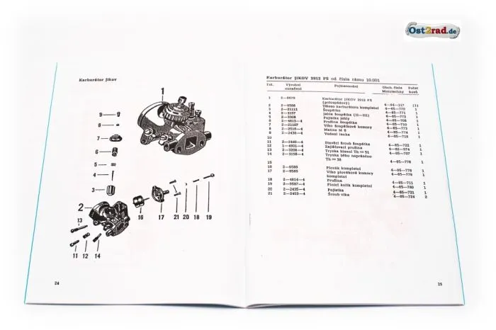 Ersatzteilkatalog Jawa Moped Stadion Typ S22 tschechisch