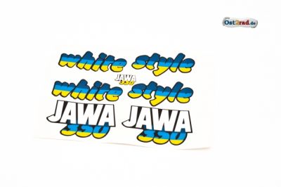Aufklebersatz white style JAWA 640 in blau gelb