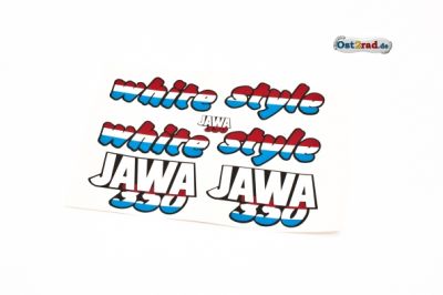 Aufklebersatz white style JAWA 640 in rot weiss blau