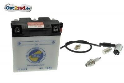 Kit complet batterie 6V 12A étroite pour Simson (prix plus consigne batterie 7,50 €)