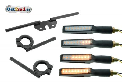 LED Lauflichtblinker NewStyle Satz für Simson S50 S51 Blinkgeber Halter Schwarz