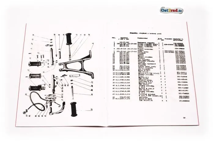 Ersatzteilkatalog Jawa Panelka Sport Typ 590 361