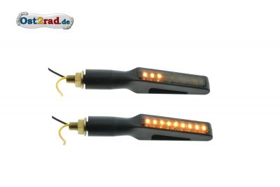 Paar 12V LED Lauflicht Blinker NewBLACKstyle für Simson S50 S51 universal mit Blinkgeber