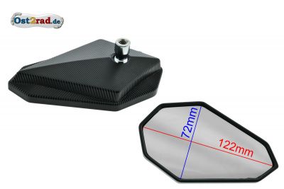 Paar Rückspiegel ECKIG hängend oder stehend, Lenkerende, für S50 S51, CNC Metall SCHWARZ
