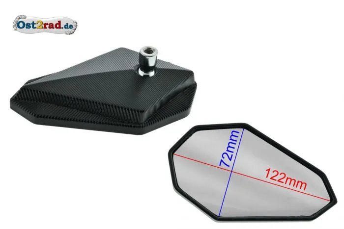 Paar Rückspiegel ECKIG hängend oder stehend, Lenkerende, für S50 S51, CNC Metall SCHWARZ
