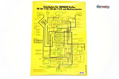 Poster Schaltplan SIMSON SR50/1CE SR80/1CE mit Elektrostarter