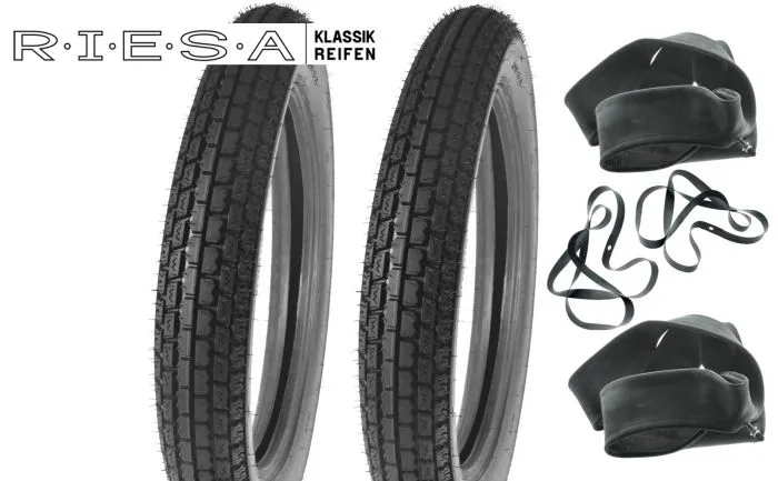 Reifensatz 2x 3,50-19 Riesa Oldtimerprofil für MZ BK350 NSU EMW BMW R35 Zündapp Oldtimer